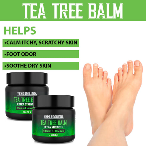 Viking Revolution Tea Tree Oil Cream - Super Balm for Athletes Foot, Eczema, and Nail Treatment (2 Ounce)