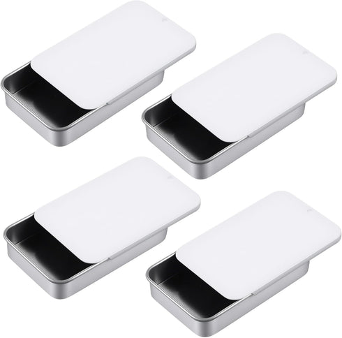 Hpmjz 4 Pack Dental Floss Portable Case White Travel Floss Box Metal Sliding