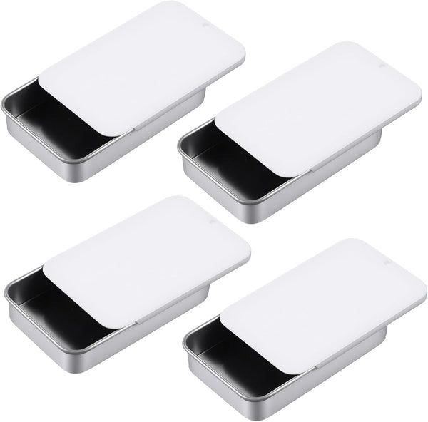 Hpmjz 4 Pack Dental Floss Portable Case White Travel Floss Box Metal Sliding
