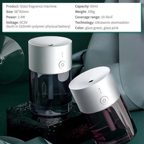 Ruitutedianzi Car Air Freshener USB Rechargeable Essential Oil Diffuser Room Fragrance Diffuser Cool Mist Humidifier