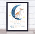 The Card Zoo Birth Details Nursery Christening New Baby Moon Dog Keepsake Gift Print