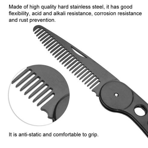 Men's Stainless Steel Folding Multifunctional Pocket Comb, Delaman, for Beard and Mustache Styling