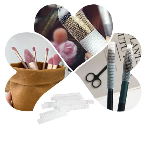 100 Pieces Expandable Makeup Brush Protectors, Reusable Meshes for Women and Girls, Storing Cosmetic Brushes