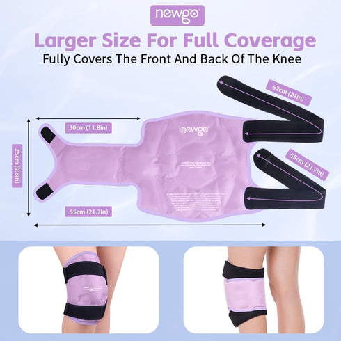 NEWGO Ice Pack Wrap for Knee Replacement Surgery, Reusable Gel Cold Pack for Knee Injuries, Meniscus Tear, ACL, Swelling