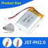 112840 3.7V Lipo Battery 1300mAh Rechargeable Lithium Polymer Pack with JST PH2.0mm Connector for Electronics