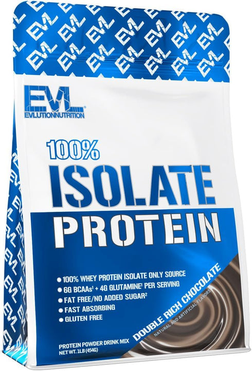 Evlution Nutrition 100% Isolate Whey Protein Powder, 1 LB, Double Rich Chocolate, 25 G Fast Absorbing Protein, No Sugar