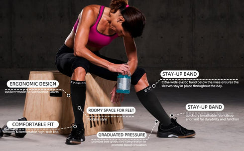 15-20mmHg Wide Calf Sleeve Brace Compression Socks - 1 Pair for Men and Women Leg Support, Pain Relief