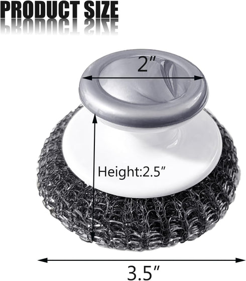 Stainless Steel Wool Scrubber with Handle, Heavy Duty Dish Scrubber, Steel Brush for Cleaning Pots, Pans, Grills, Sink (4 Pack) by Shineyid