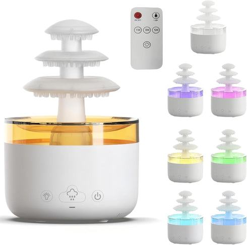 ZORIC Cloud Rain Humidifier & Essential Oil Diffuser with 7-Color LED Mood Lights,