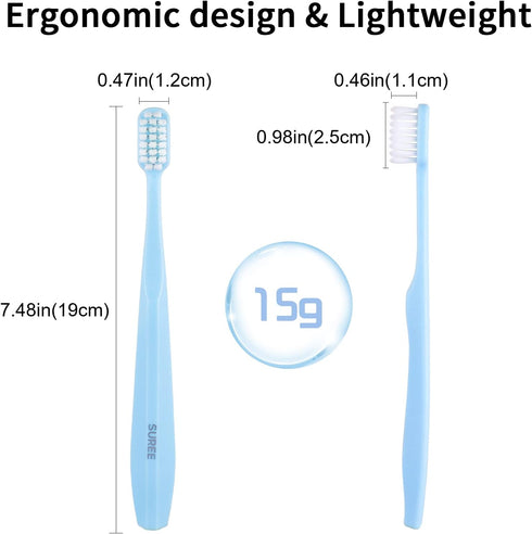 SUREE Extra Soft Toothbrush for Sensitive Teeth and Gums, 5 Pack with 10000 Micro Nano Bristles for Adults