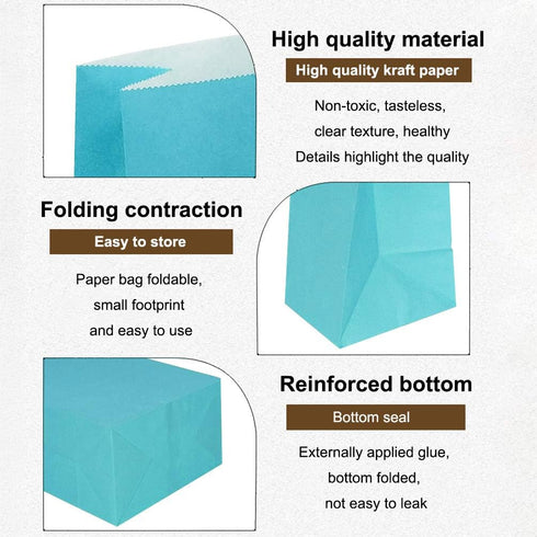 KEYYOOMY Small Teal Blue Paper Bags, Teal Blue Party Favor Bags, 24 CT, 9.4 x 5.1 x 3.1 In