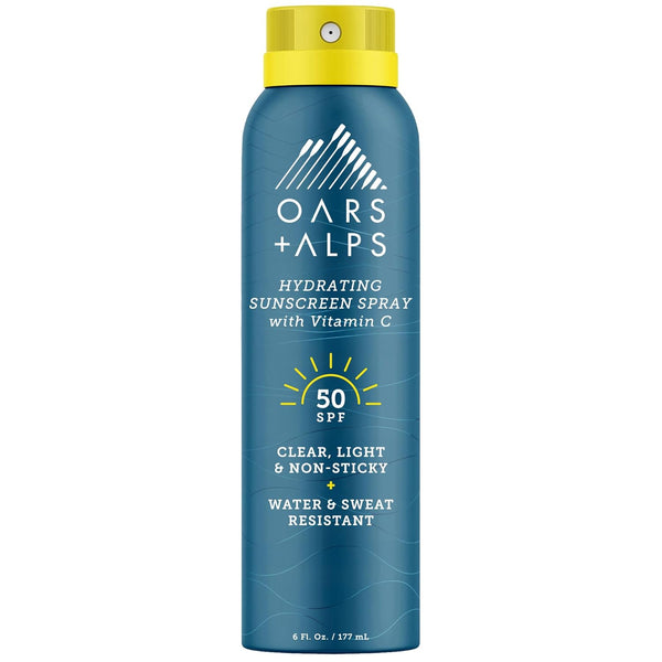Oars + Alps Hydrating SPF 50 Sunscreen Spray, Naturally Derived Skin Care with Vitamin C, 6 Oz