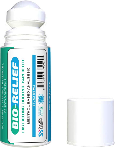 BIO-Relief Pain Relief Gel, 10% Menthol & Arnica Montana, 3 oz Roll-on for Joint, Muscle, Back Pain, Fast Acting