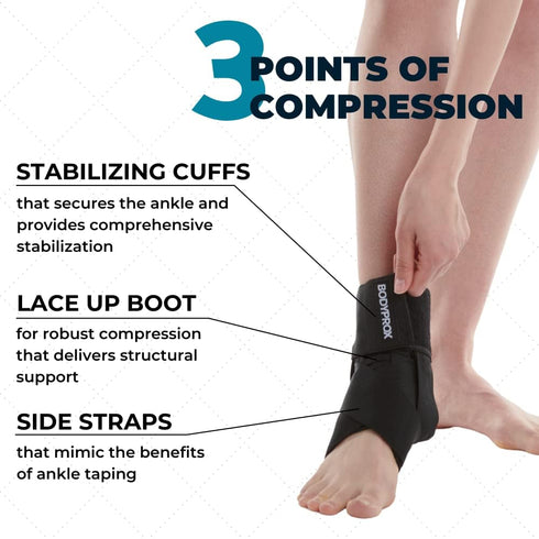 Ankle Brace for Women and Men, Lace Up Support Brace Stabilizer for Sprained Ankle (Large)