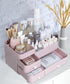 MIUOPUR Makeup Organizer for Vanity - Large Capacity Desk Organizer with Drawers for Cosmetics, Pink