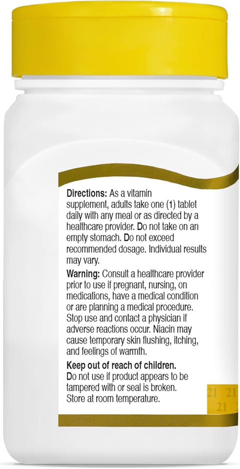 21st Century Niacin Tablets, 100 mg, 110 Count for Health
