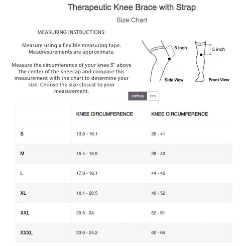 Back on Track Knee Brace with Strap, Adjustable Compression Support Brace for Adult Men & Women, Black, XXXL