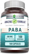 Amazing Formulas PABA Supplement | 500 Mg Per Serving | 100 Capsules | Non-GMO, Gluten-Free, Made in USA