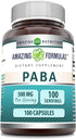 Amazing Formulas PABA Supplement | 500 Mg Per Serving | 100 Capsules | Non-GMO, Gluten-Free, Made in USA