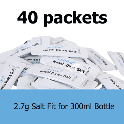Sinus Rinse Kit with 40 Salt Packs - Neti Pots - Nasal Irrigation - BPA Free Nose Wash Bottle for Sinus Relief