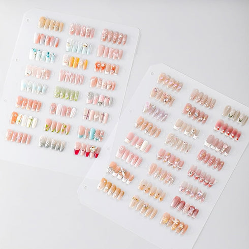Transparent Press On Nail Organizer Press On Nails Storage Book with Double-sided Tapes Fake Nails Display Binder Press On Nail Packaging for Nail Salon Large