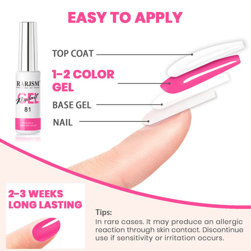 RARJSM Gel Liner Nail Art Polish Set of 6pcs, Popular Colors Black White Pink Rose Red Glitter Silver Gold, 8ml for DIY