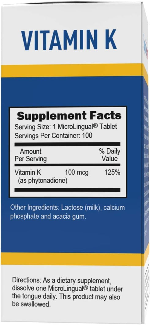 Superior Source Vitamin K1 Multivitamins, 100 mcg, 100 Count Tablet