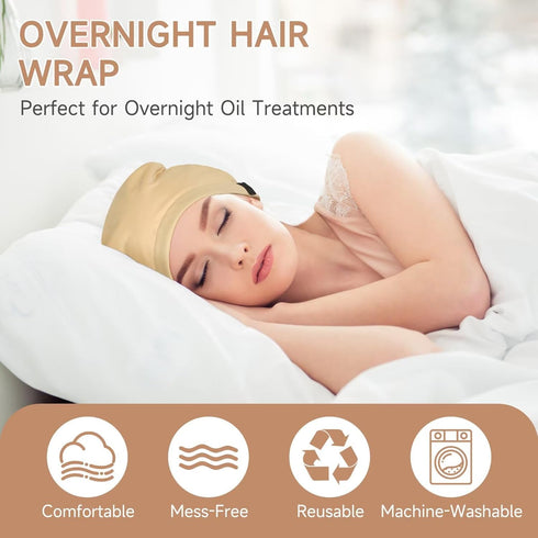 Pack Paw Legend Castor Oil Wrap Overnight Hair Wrap for Sleep Organic Cotton Reusable Hair Cap Cover, Light Grey