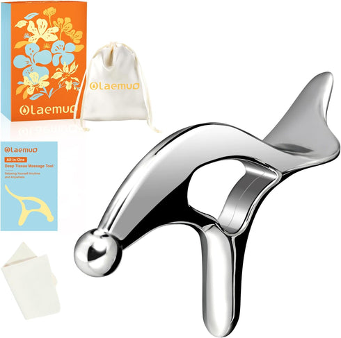 Pressure Point Massage Tool for Deep Tissue - Metal Muscle Scraper Gua