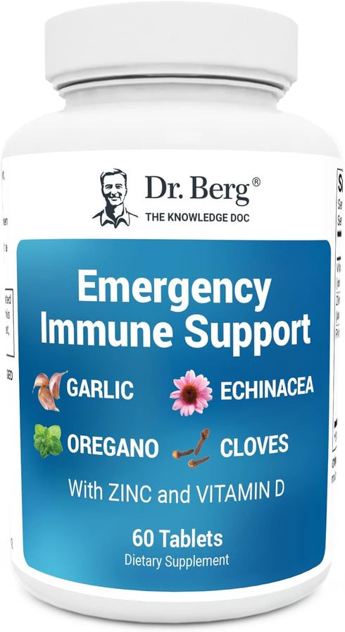 Dr. Berg Emergency Immune Support with Echinacea, 60 Tablets, Herbal Extracts with Vitamin D & Zinc