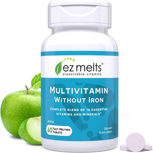 EZ Melts Dissolvable Multivitamin without Iron, 18 Vitamins & Minerals, Sugar-Free, 1-Month Supply