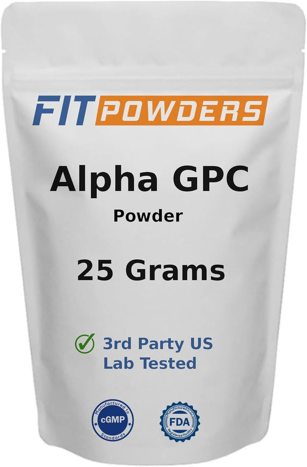 Alpha-GPC Powder 25 Grams | Non-GMO Choline Supplement | Vegan, Third Party Tested, Pre-Workout, Memory & Focus