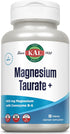 KAL Magnesium Taurate 400mg Plus CoEnzyme Vitamin B6, Chelated Supplement for Muscle Function, 90 Tablets