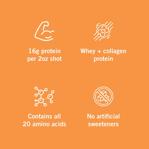Protein Drink, 16g Protein Per 2oz Shot, Citrus Collagen and Whey Drink, 32 fl oz Carton