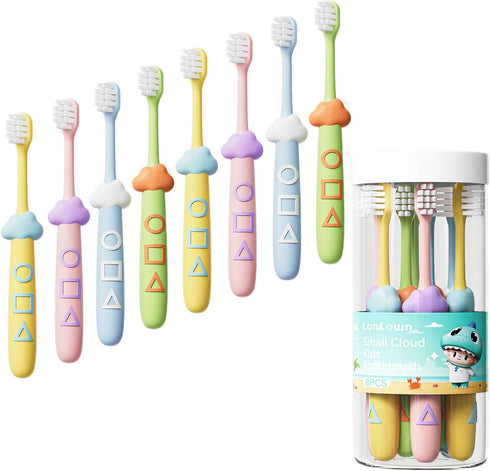 Kids Toothbrushes, 8 Pack, Soft Bristle Toothbrushes for Ages 2-12, Cute Multicolor Design for Boys and Girls, Durable