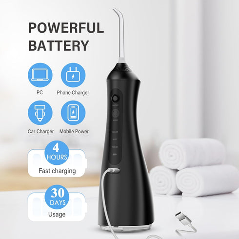 Water Flosser Picks for Teeth Cleaning, Cordless, IPX7 Waterproof, 320ML Portable Water Flossers, Rechargeable Oral