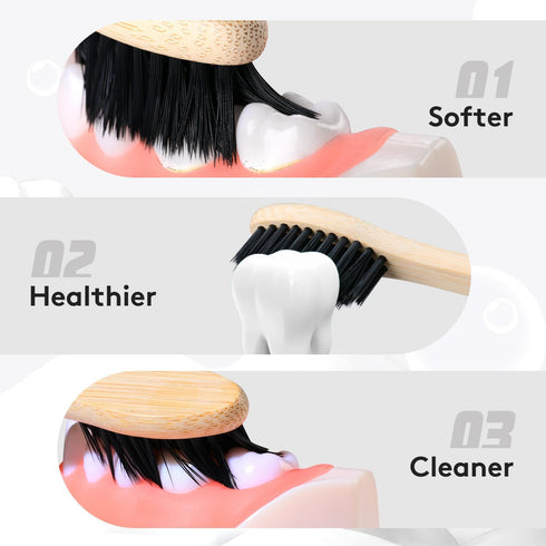 Virgin Forest Bamboo Toothbrush, 10 Count, Soft Bristle for Adults, Eco-Friendly Natural Wooden Toothbrushes