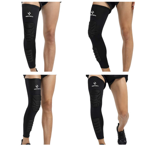 Knee Calf Padded 2 Pack Leg Thigh Compression Sleeve Sports Protective Gear Shin Brace Support for Football,