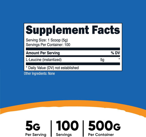 Nutricost Pure L-Leucine Powder, 500 Grams