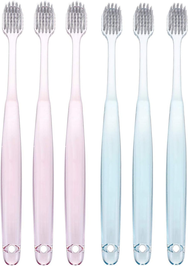 Firm Bristles Toothbrush, 6pcs Crystal Handle Oral Health Care Adult Toothbrush