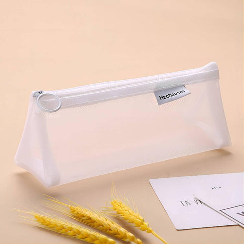 Mesh Cosmetic Bag - Portable Clear Makeup Bags Mesh Zipper Pouch for Home Office Travel Accessories (2PCS)