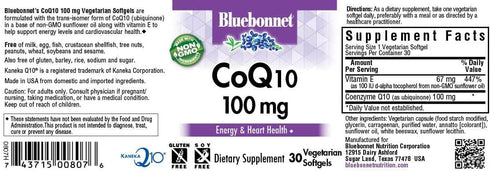 BlueBonnet CoQ-10 Vegetarian Softgels, 100 mg, 30 Count
