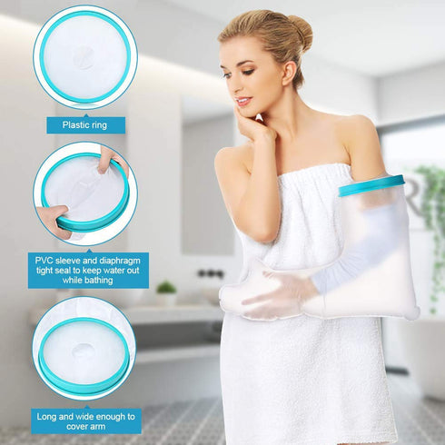 2025 Upgraded Full Arm Cast Cover for Shower, 100% Waterproof, Soft Comfortable Protector, Reusable
