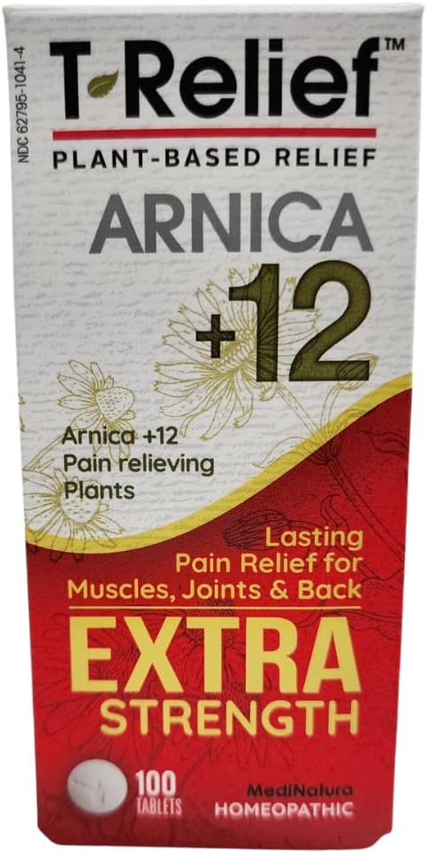 T-Relief Extra-Strength Arnica, 12 Natural Relieving Actives for Back Pain, 100 Tablets, Whole Body Relief, 2 Pack