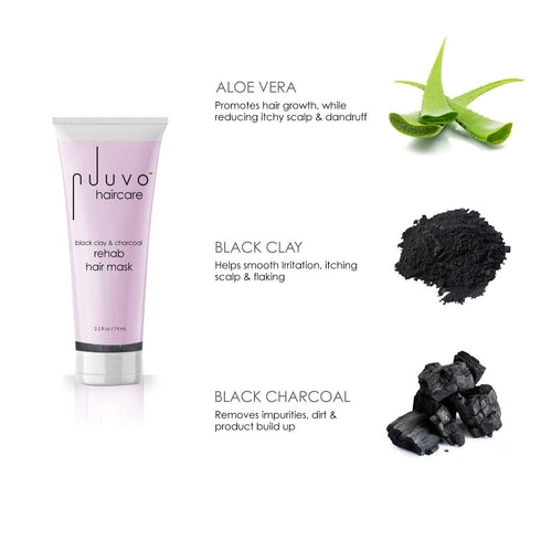 Haircare Black Clay & Charcoal Rehab Hair Mask 2.5oz, Deep Conditioning Hair Mask Treatment with Aloe Vera, Repairs Damage Hair, Restores Moisture & Shine, All Hair Types, Color Safe