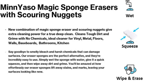 12 Pack 4.6” x 2.5” Magic Sponge Erasers, 10x Durability vs Traditional Erasers for Bathroom Kitchen Cleaning