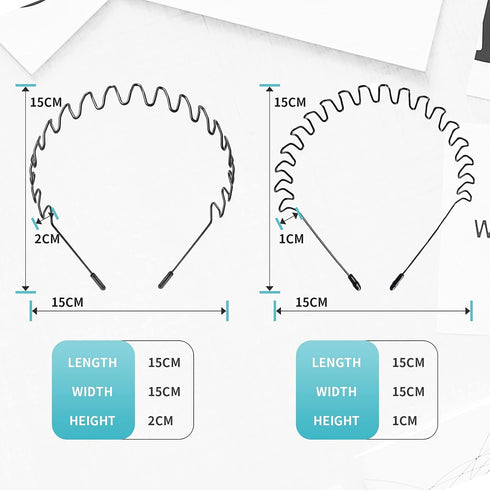 Unisex Flexible Metal Hair Band Headbands, Non-Slip Hairband for Men and Women, Wavy Elastic Hoop