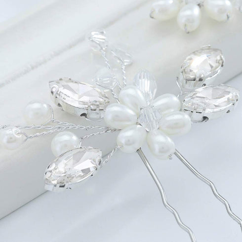 JAKAWIN Pearl Bride Wedding Hair Pins Silver Bridal Hair Piece Accessories for Women HP065