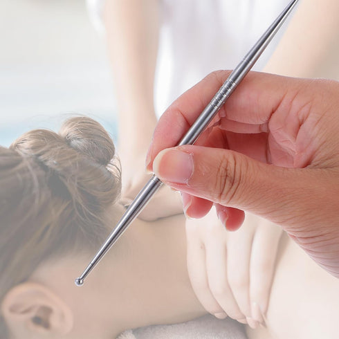 Heclia 6PCS Facial Reflexology Massage Tool Stainless Steel Acupuncture Pen Ear Acupressure and Body Point Probe Pen