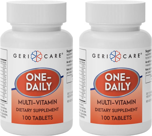 GeriCare One-Daily Multi-Vitamin Tablets, 100 Count Dietary Supplement (Pack of 2)